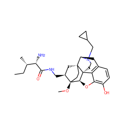 CC[C@H](C)[C@H](N)C(=O)NC[C@H]1C[C@@]23CC[C@]1(OC)[C@@H]1Oc4c(O)ccc5c4[C@@]12CCN(CC1CC1)[C@@H]3C5 ZINC000221182967