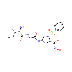 CC[C@H](C)[C@H](N)C(=O)NCC(=O)N[C@H]1C[C@@H](C(=O)NO)N(S(=O)(=O)c2ccccc2)C1 ZINC000169325406