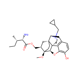 CC[C@H](C)[C@H](N)C(=O)OC[C@H]1C[C@@]23CC[C@]1(OC)[C@@H]1Oc4c(O)ccc5c4[C@@]12CCN(CC1CC1)[C@@H]3C5 ZINC000148780965