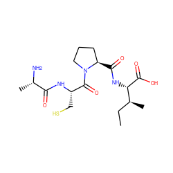 CC[C@H](C)[C@H](NC(=O)[C@@H]1CCCN1C(=O)[C@H](CS)NC(=O)[C@H](C)N)C(=O)O ZINC000073195687