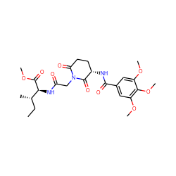 CC[C@H](C)[C@H](NC(=O)CN1C(=O)CC[C@H](NC(=O)c2cc(OC)c(OC)c(OC)c2)C1=O)C(=O)OC ZINC000028894563