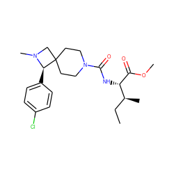 CC[C@H](C)[C@H](NC(=O)N1CCC2(CC1)CN(C)[C@@H]2c1ccc(Cl)cc1)C(=O)OC ZINC000058506704