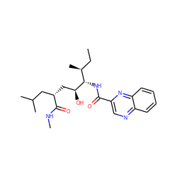 CC[C@H](C)[C@H](NC(=O)c1cnc2ccccc2n1)[C@@H](O)C[C@@H](CC(C)C)C(=O)NC ZINC000026271423