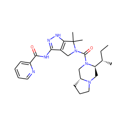 CC[C@H](C)[C@H]1CN2CCC[C@@H]2CN1C(=O)N1Cc2c(NC(=O)c3ccccn3)n[nH]c2C1(C)C ZINC000114183976