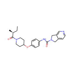 CC[C@H](C)C(=O)N1CCC(Oc2ccc(NC(=O)N3Cc4ccncc4C3)cc2)CC1 ZINC000166532039