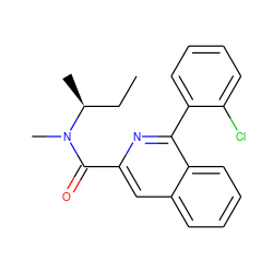 CC[C@H](C)N(C)C(=O)c1cc2ccccc2c(-c2ccccc2Cl)n1 ZINC000003870482