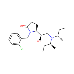 CC[C@H](C)N(C[C@@H](O)[C@@H]1CCC(=O)N1Cc1ccccc1Cl)[C@@H](C)CC ZINC000027704252