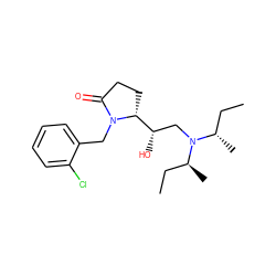 CC[C@H](C)N(C[C@H](O)[C@H]1CCC(=O)N1Cc1ccccc1Cl)[C@@H](C)CC ZINC000027656571