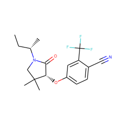 CC[C@H](C)N1CC(C)(C)[C@@H](Oc2ccc(C#N)c(C(F)(F)F)c2)C1=O ZINC000043133213