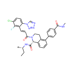 CC[C@H](C)NC(=O)[C@H]1c2cccc(-c3ccc(C(=O)NC)cc3)c2CCN1C(=O)/C=C/c1c(-n2cnnn2)ccc(Cl)c1F ZINC000473220485