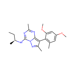 CC[C@H](C)Nc1nc(C)nc2c(-c3c(C)cc(OC)cc3OC)c(C)nn12 ZINC000040940295