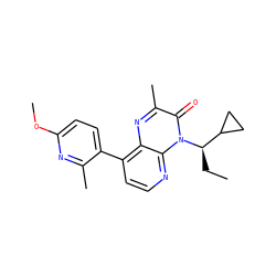 CC[C@H](C1CC1)n1c(=O)c(C)nc2c(-c3ccc(OC)nc3C)ccnc21 ZINC000038543787