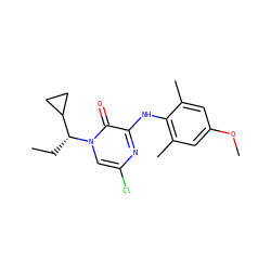 CC[C@H](C1CC1)n1cc(Cl)nc(Nc2c(C)cc(OC)cc2C)c1=O ZINC000043120152