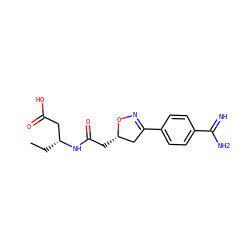 CC[C@H](CC(=O)O)NC(=O)C[C@H]1CC(c2ccc(C(=N)N)cc2)=NO1 ZINC000013763279