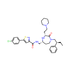 CC[C@H](CN1CC[C@H](CNC(=O)c2cc(-c3ccc(Cl)cc3)sn2)N[C@H](CCN2CCCCC2)C1=O)c1ccccc1 ZINC001772632485