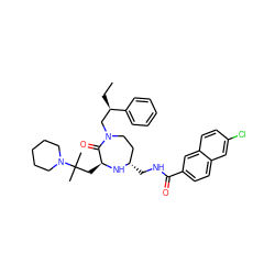 CC[C@H](CN1CC[C@H](CNC(=O)c2ccc3cc(Cl)ccc3c2)N[C@@H](CC(C)(C)N2CCCCC2)C1=O)c1ccccc1 ZINC001772637420