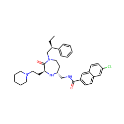 CC[C@H](CN1CC[C@H](CNC(=O)c2ccc3cc(Cl)ccc3c2)N[C@@H](CCN2CCCCC2)C1=O)c1ccccc1 ZINC000118692716