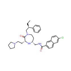 CC[C@H](CN1CC[C@H](CNC(=O)c2ccc3cc(Cl)ccc3c2)N[C@H](CCN2CCCC2)C1=O)c1ccccc1 ZINC000206898535