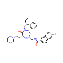 CC[C@H](CN1CC[C@H](CNC(=O)c2ccc3cc(Cl)ccc3c2)N[C@H](CCN2CCCCC2)C1=O)c1ccccc1 ZINC000118680724