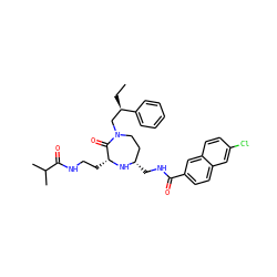 CC[C@H](CN1CC[C@H](CNC(=O)c2ccc3cc(Cl)ccc3c2)N[C@H](CCNC(=O)C(C)C)C1=O)c1ccccc1 ZINC001772618075