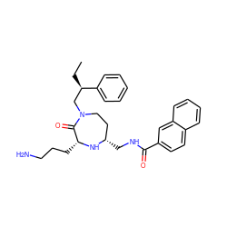 CC[C@H](CN1CC[C@H](CNC(=O)c2ccc3ccccc3c2)N[C@H](CCCN)C1=O)c1ccccc1 ZINC000206890193