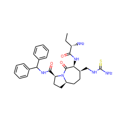 CC[C@H](N)C(=O)N[C@@H]1C(=O)N2[C@H](CC[C@H]2C(=O)NC(c2ccccc2)c2ccccc2)CC[C@@H]1CNC(N)=S ZINC000049723062