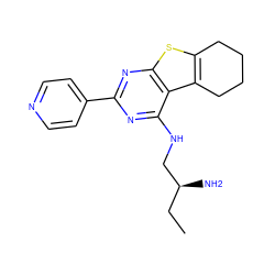 CC[C@H](N)CNc1nc(-c2ccncc2)nc2sc3c(c12)CCCC3 ZINC000223674316