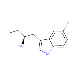 CC[C@H](N)Cc1c[nH]c2ccc(F)cc12 ZINC000044405019