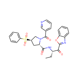 CC[C@H](NC(=O)[C@@H]1C[C@@H](S(=O)(=O)c2ccccc2)CN1C(=O)c1cccnc1)C(=O)c1nc2ccccc2o1 ZINC000096907128