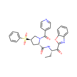 CC[C@H](NC(=O)[C@@H]1C[C@@H](S(=O)(=O)c2ccccc2)CN1C(=O)c1ccncc1)C(=O)c1nc2ccccc2o1 ZINC000096908170