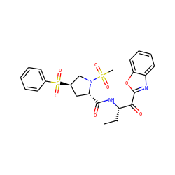 CC[C@H](NC(=O)[C@@H]1C[C@@H](S(=O)(=O)c2ccccc2)CN1S(C)(=O)=O)C(=O)c1nc2ccccc2o1 ZINC000096907133