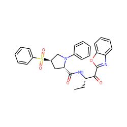 CC[C@H](NC(=O)[C@@H]1C[C@@H](S(=O)(=O)c2ccccc2)CN1c1ccccc1)C(=O)c1nc2ccccc2o1 ZINC000096907137