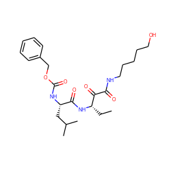 CC[C@H](NC(=O)[C@H](CC(C)C)NC(=O)OCc1ccccc1)C(=O)C(=O)NCCCCCO ZINC000013759523