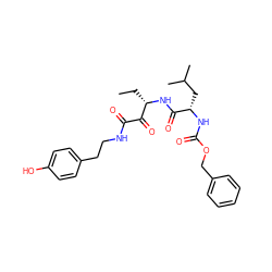 CC[C@H](NC(=O)[C@H](CC(C)C)NC(=O)OCc1ccccc1)C(=O)C(=O)NCCc1ccc(O)cc1 ZINC000013759537