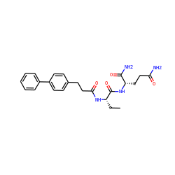 CC[C@H](NC(=O)CCc1ccc(-c2ccccc2)cc1)C(=O)N[C@@H](CCC(N)=O)C(N)=O ZINC000169701565