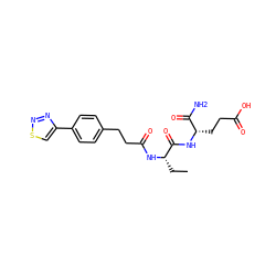 CC[C@H](NC(=O)CCc1ccc(-c2csnn2)cc1)C(=O)N[C@@H](CCC(=O)O)C(N)=O ZINC000169701559