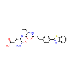 CC[C@H](NC(=O)CCc1ccc(-c2nc3ccccc3s2)cc1)C(=O)N[C@@H](CCC(=O)O)C(N)=O ZINC000169701563