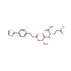 CC[C@H](NC(=O)CCc1ccc(-c2nccs2)cc1)C(=O)N[C@@H](CCC(=O)O)C(N)=O ZINC000169701561