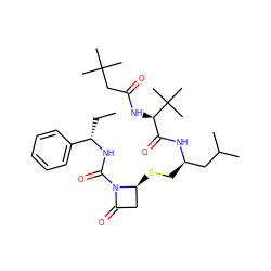 CC[C@H](NC(=O)N1C(=O)C[C@@H]1SC[C@H](CC(C)C)NC(=O)[C@@H](NC(=O)CC(C)(C)C)C(C)(C)C)c1ccccc1 ZINC000029238167