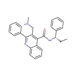 CC[C@H](NC(=O)c1c(CN(C)C)c(-c2ccccc2)nc2ccccc12)c1ccccc1 ZINC000013795680