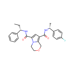 CC[C@H](NC(=O)c1cc(C(=O)N[C@H](C)c2ccc(F)cc2)c2n1CCOC2)c1ccccc1 ZINC000146076059