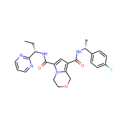 CC[C@H](NC(=O)c1cc(C(=O)N[C@H](C)c2ccc(F)cc2)c2n1CCOC2)c1ncccn1 ZINC000146150256