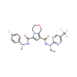 CC[C@H](NC(=O)c1cc(C(=O)N[C@H](C)c2ccc(F)cc2)n2c1COCC2)c1ncc(C(F)(F)F)cn1 ZINC000146105540