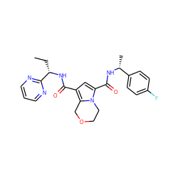 CC[C@H](NC(=O)c1cc(C(=O)N[C@H](C)c2ccc(F)cc2)n2c1COCC2)c1ncccn1 ZINC000146065016