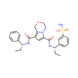 CC[C@H](NC(=O)c1cc(C(=O)N[C@H](CC)c2ccccc2)c2n1CCOC2)c1cccc(S(N)(=O)=O)c1 ZINC000146143660