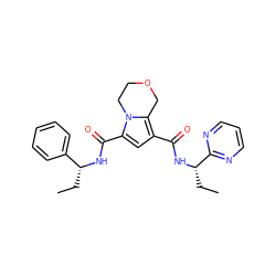 CC[C@H](NC(=O)c1cc(C(=O)N[C@H](CC)c2ccccc2)n2c1COCC2)c1ncccn1 ZINC000146060507