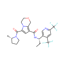 CC[C@H](NC(=O)c1cc(C(=O)N2CCC[C@@H]2C)n2c1COCC2)c1cnc(C(F)(F)F)cc1C(F)(F)F ZINC000146090888