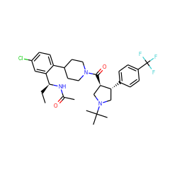 CC[C@H](NC(C)=O)c1cc(Cl)ccc1C1CCN(C(=O)[C@@H]2CN(C(C)(C)C)C[C@H]2c2ccc(C(F)(F)F)cc2)CC1 ZINC000029043000