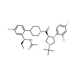 CC[C@H](NC(C)=O)c1cc(Cl)ccc1C1CCN(C(=O)[C@@H]2CN(C(C)(C)C)C[C@H]2c2ccc(F)cc2Cl)CC1 ZINC000029043445