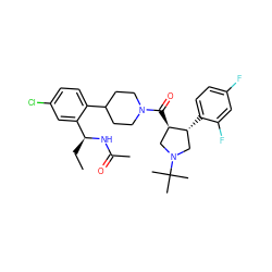 CC[C@H](NC(C)=O)c1cc(Cl)ccc1C1CCN(C(=O)[C@@H]2CN(C(C)(C)C)C[C@H]2c2ccc(F)cc2F)CC1 ZINC000029046099